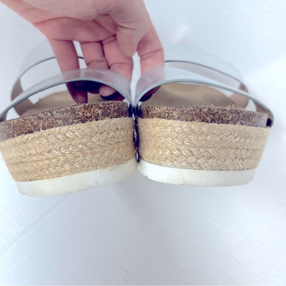 Brash Metallic Silver Double Strap Espadrille Platform Sandal 9 - Picture 6 of 10